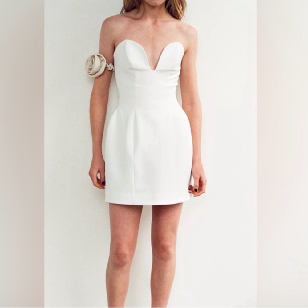 Zara Strapless White Mini Dress
